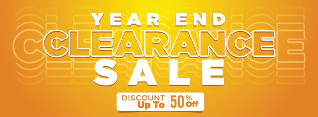 year end clereance sale banner. yellow modern clean style. promotional sale banner teplate vector illustration