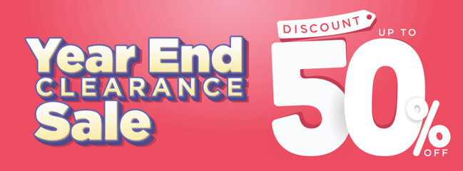 year end clereance sale banner. cute pink modern clean style. promotional sale banner template vector illustration