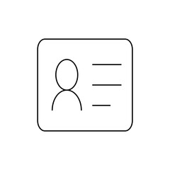 Illustration of a simple identification card with a person icon and three horizontal lines design element