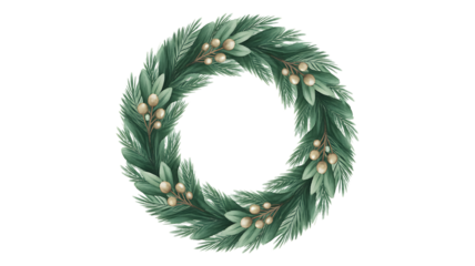  Elegant Green Holiday Wreath PNG – Transparent Christmas & New Year Graphic for Invites, Cards, Web & Marketing.