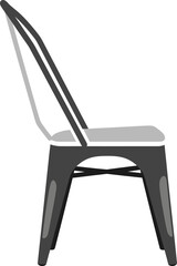 Modern industrial style metal chair with a minimalist design and gray seat isolated on white