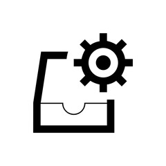 Simple black and white icon representing inbox settings or mail configuration management process