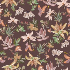 seamless floral pattern brown background stock Design Abstract art watercolor flower creative allover design new concept textile design digital creators art design repeat pattern fabric print 