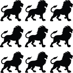 lion silhouettes vector