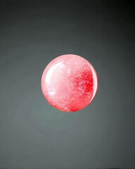 Red Sphere Floating Against Grey Background