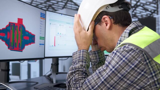 Troubled Engineer At Factory