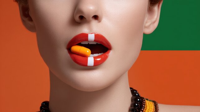 Vibrant fashion statement urban setting editorial photography bold colors close-up beauty concept - Powered by Adobe