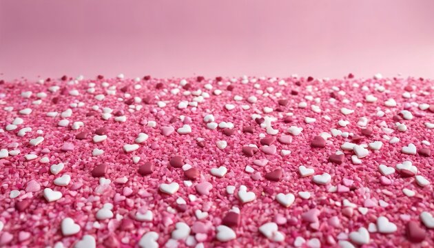 Romantic Valentine's Day small scattered hearts composition with candy style