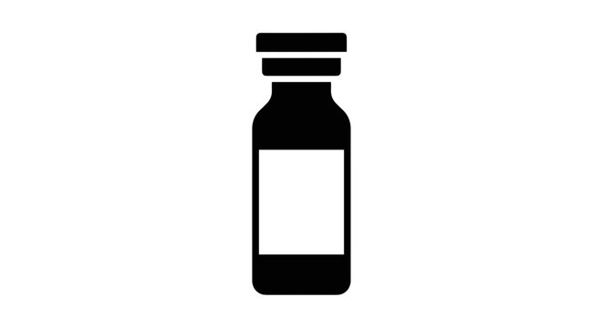 Black and White Medicine Bottle Icon Illustration.
