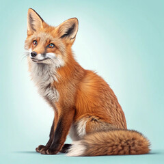 Obraz premium Red Fox Sitting on Pastel Background
