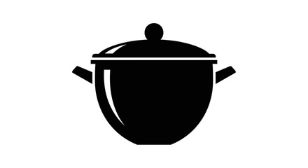 Obraz premium Black and White Pot Illustration for Cooking and Food Preparation.