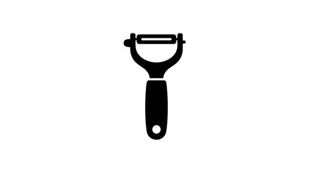 Black and White Vegetable Peeler Icon Illustration.