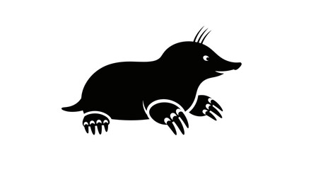 Black Mole Silhouette Illustration on White Background.