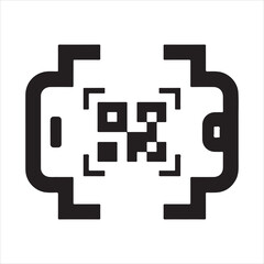 Fototapeta premium Isometric view smartphone displaying QR code vector icon