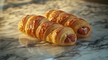 Savory Meat-Filled Pastries on Marble Background