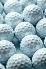 Close-up of many white golf balls filling frame, detail, pattern, background