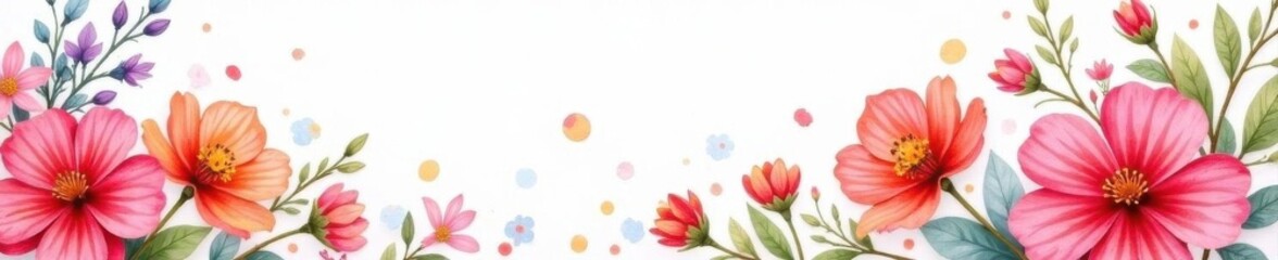 Colorful watercolor flower banner mockup, mother's day design, flowers, elegant, frame