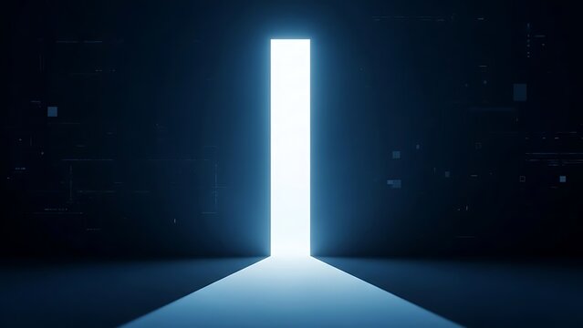 Bright Luminous Portal Opening in a Dark Futuristic Digital Environment with an Illuminated Path Forward Representing Exciting New Opportunities and Advanced Technological Progress - Powered by Adobe