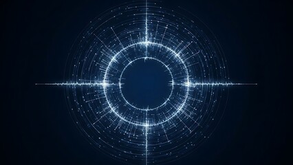 Dynamic Digital Data Flow Visualization Featuring Concentric Bright Blue Lines And Radiating Particles On A Deep Dark Background Representing Advanced Technology And Global Connectivity