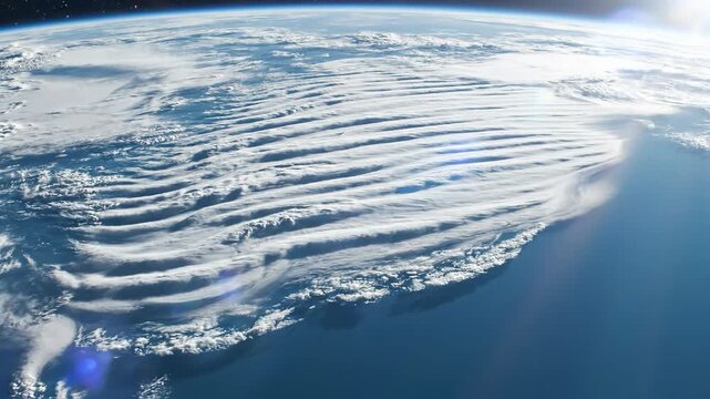 Earth's Atmospheric Gravity Waves Over Blue Ocean Viewed From Space