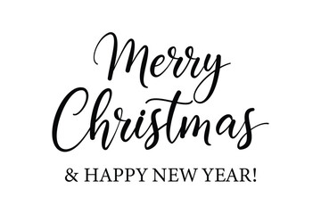 Merry christmas and happy new year calligraphy text