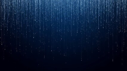 Stunning Abstract Blue Background with Shimmering White Particles Falling Like Digital Rain, Perfect for High-Tech Presentations, Elegant Event Displays, and Modern Graphic Design Projects