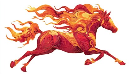 A red fire horse for the Chinese new year, a vector illustration of the shio zodiac symbol rooted in religion