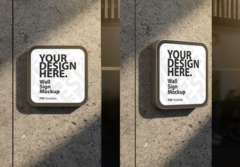 Square signboard lightbox Mockup