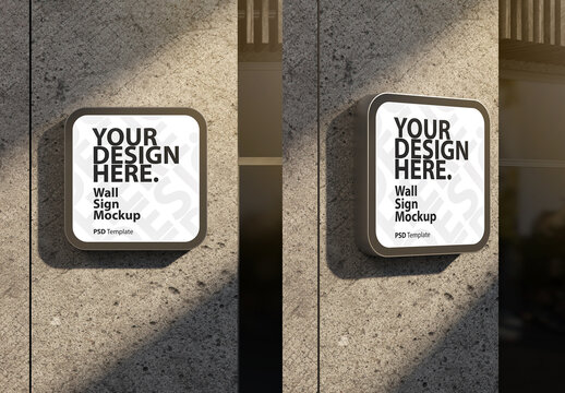 Square signboard lightbox Mockup