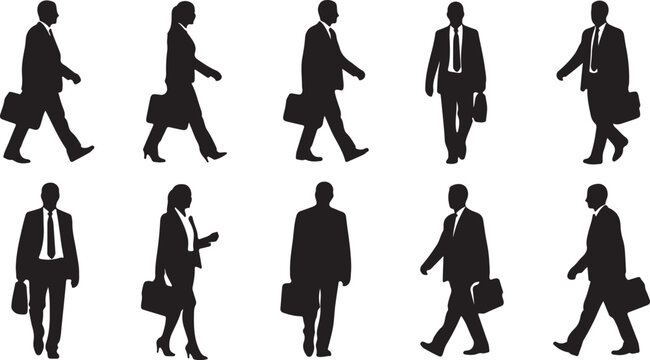 Businessman silhouette vector pack, professional male icon set, office suit pose clipart, corporate man design