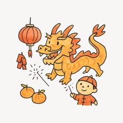 Naklejka premium Festive dragon illustration celebration