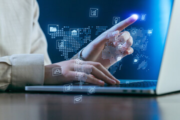 Innovative technology engagement during a digital business meeting in a modern workspace