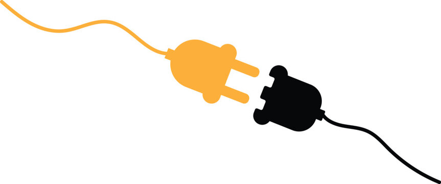 electricity, power, plug, socket, disconnected, connection, unplugged, energy, wire, cable. Drawing of electric plug icon. Disconnected Power Plug Vector &ndash;  Electrical Cable and Socket on Transparent 