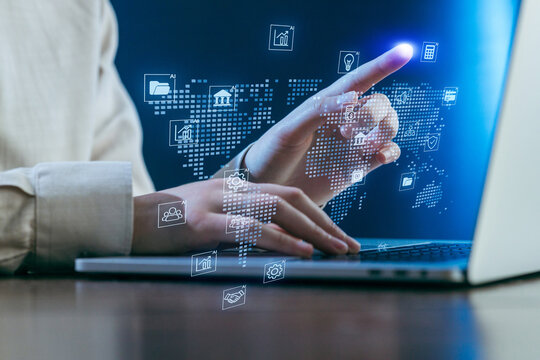 Innovative technology engagement during a digital business meeting in a modern workspace - Powered by Adobe