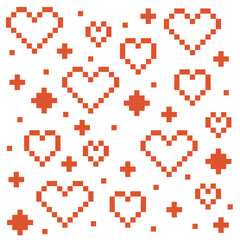 Pixel pattern with hearts. Pixel seamless pattern with hearts.