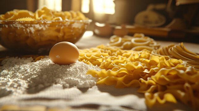 Assorted Uncooked Pasta with Flour