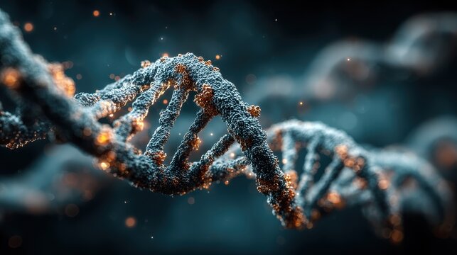 Detailed photorealistic image of a DNA helix structure