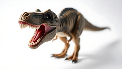 T-Rex dinosaur figurine close-up on white background