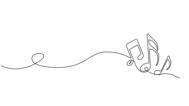 Jew's harp treble clef and musical note one line art animation, hand-drawn reed pinch instrument drawing continuous contour motion. Resonance oscillating arc reed drymba melody outline video.  4k