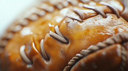 Detailed view of a weathered baseball.