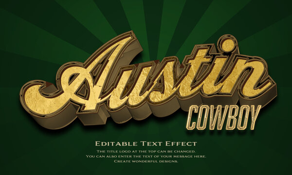 [Editable Text Effect Logo] &rdquo;cowboy Austin Logo&rdquo; The title logo style is a Gold logo with gold edges in retro typeface on a radial background.