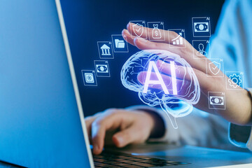 Advancements in artificial intelligence represented through a digital brain and modern technology