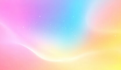A vibrant, soft gradient of pink, blue, and yellow hues creates a dreamy, colorful background with subtle textures and sparkling elements.