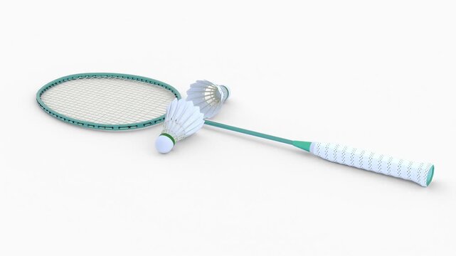 badminton racket with two shuttlecock