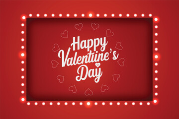 Happy Valentine&rsquo;s Day Red Background with Love and Light Effects