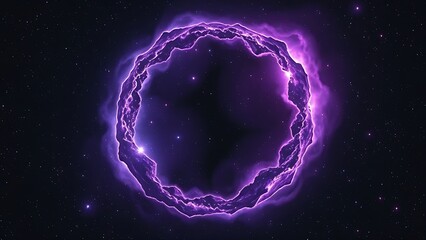 Cosmic supernova remnants form a yin-yang shape with faint purple dark matter voids.