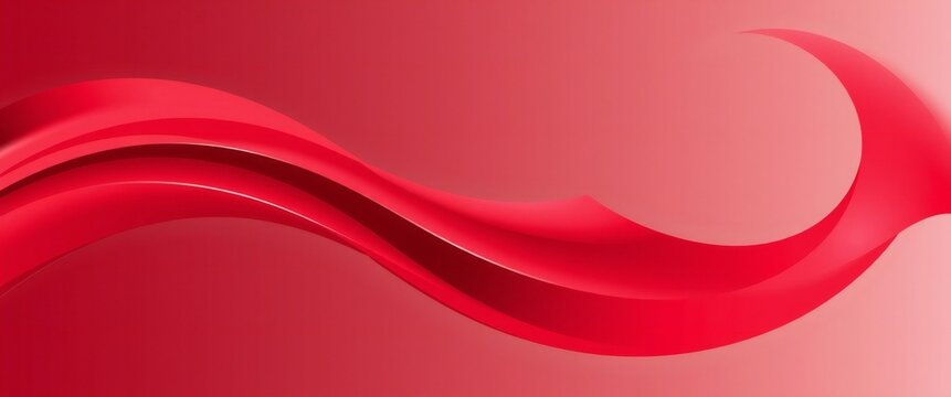 Elegant flowing red ribbon against a soft gradient background