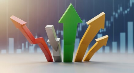 Financial market indicators portraying fluctuating business and economic trends