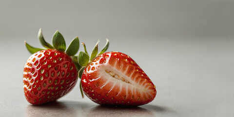 Fresh strawberries with vibrant red color and juicy texture on surface