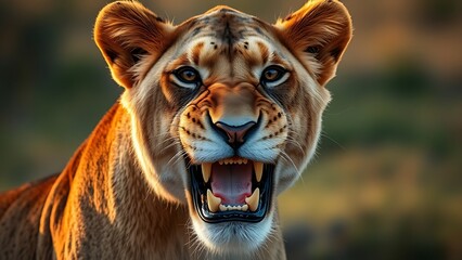 A striking lioness portrait capturing raw power and grace in the wild.